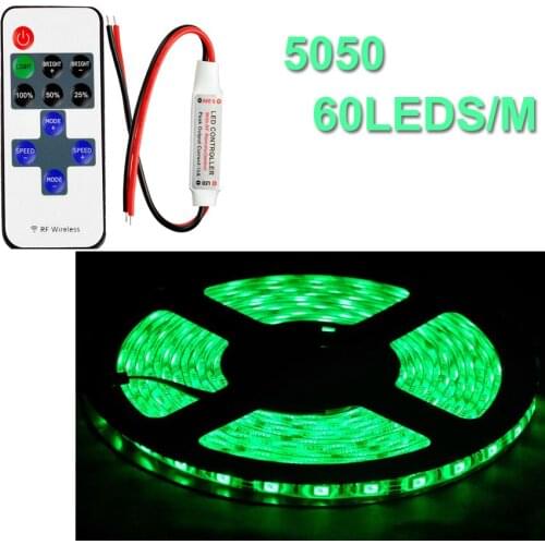 5M/Roll Green 5050 Flexible LED Strip Light 300 LEDs Non-WaterProof With MINI 10Key RF Dimmable Remote