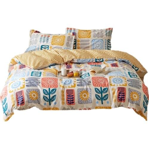 100% Cotton Duvet Cover Geometric Striped Boho Bedding Set Reversible Design Grils Comforter Cover with Zipper Closure
