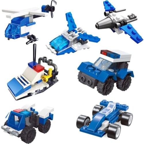 City Police Station Building Blocks Car Helicopter City House Truck Blocks Creative Bricks Toys For Children Boys