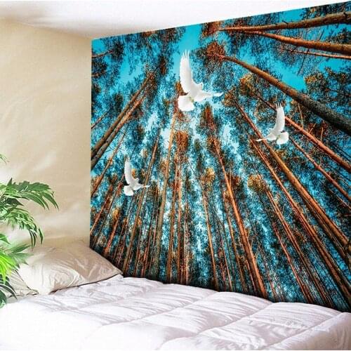 Forest Tapestry Galaxy Wall Hanging Large Boho Tree Wall Tapestry Cheap Hippie Tapestries Wall Art Decor Blanket Blue Wall Cloth