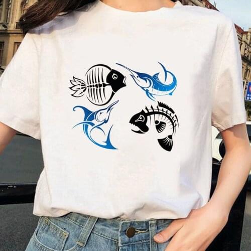 Hot Sale Cute Cartoon Print Short-sleeved O-Neck Tees Womens T-shirt Casual S-3XL Cotton White Tops All-Match T-shirts Female