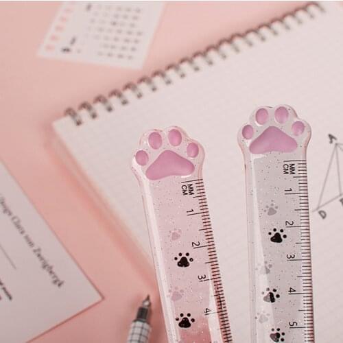 15cm Kawaii Cat Paw Plastic Straight Rulers DIY Drawing Tools Measuring Tool Drawing Supply School Office Supplies Student Prize