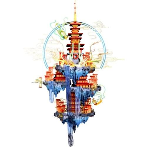 MMZ MODEL MU 3D metal Model Chinese Mythology Penglai Fairy Island DIY Laser Cutting Assemble Jigsaw Toy Desktop GIFT For Adults