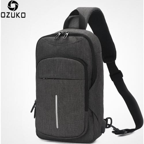 OZUKO USB Charging Men Shoulder Bag Fashion Mens Messenger bags Male Oxford Water Repellent Bag Fit for 9.7" iPad Crossbody Bag