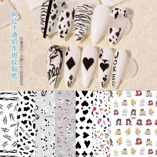 1PCS Trend Nail Art Dragon Decals Maple Leaf Sticker Colorful Flowers 3D Nails Sticker Self- Adhesive Acrylic Decal TY235-YU78