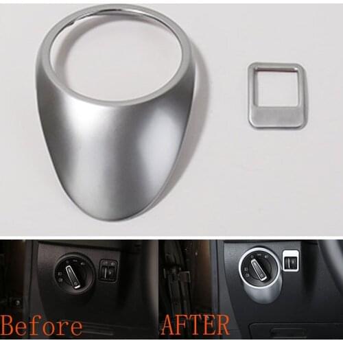 2pcs Chromed ABS Car Headlight Switch Cover Trim Frame Decoration Stickers fit For VW Tiguan 2010 2011 2015 Car styling