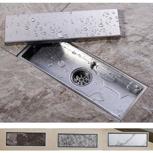 Stainless Steel 30x11cm Invisible Bathroom Kitchen Shower Floor Drain Waste Grate Filler
