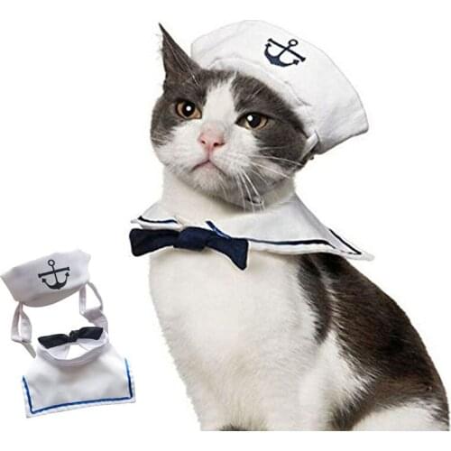 New Pet Cosplay Clothing Apparel Cat Clothes Hat for Cat Sailor Suit Navy Suit Sailing Suit Cloak Goods for Pets Hot Dog Costume