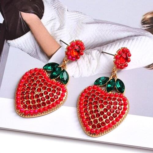 New Metal Red Crystals Strawberry-Shaped Earrings High-Quality Hot Sell Fashion Jewelry Accessories For Women