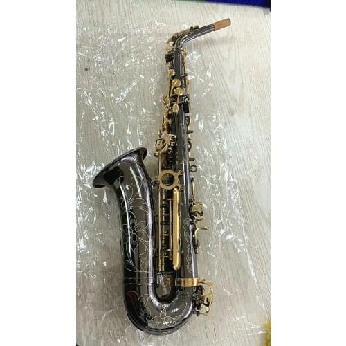 New Eb Alto Saxophone Black Nickel plated gold key Sax Mouthpiece and Case