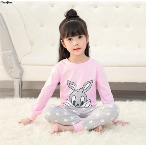 Girl Pajamas Autumn Baby Pajamas Childrens Sleepwear Girl Sets Animal Cartoon Girl Homewear Pajama Sets from 2 to 14 Years