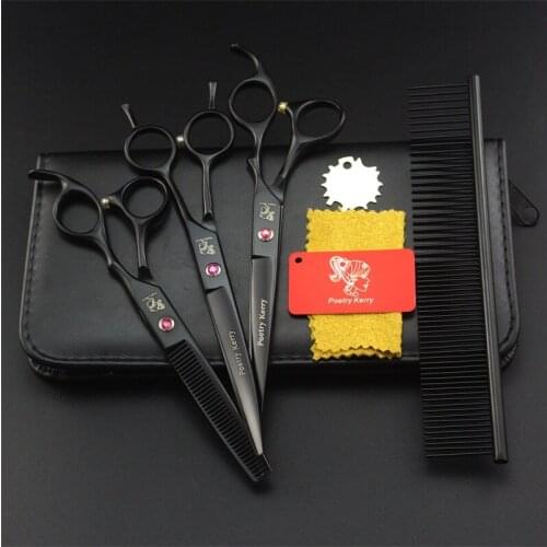 Top Quality 7.0 Inch 8 Inch Professional Dog Grooming Scissors Pet Shear Cutting + Curved + Thinning Scissors Hair Cutter + Comb