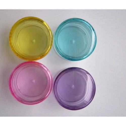 3gram Colorful Refillable Bottles Clear Round jars Plastic Pot Nail Art Storage Box - Free Shipping 20pcs/lot