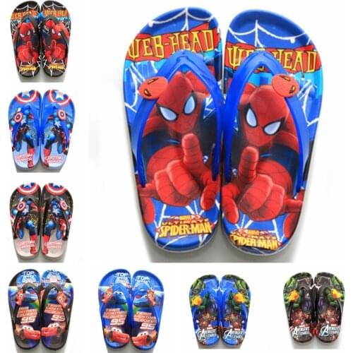 Children Sandals Baby Boys Summer Shoes Cartoon Spiderman Pixar Cars Avengers Print Slippers Beach Flip Flops Girls Flat Sandals