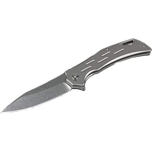 Ball Bearing Flipper Folding Knife D2 Stone Wash Blade Grey TC4 Titanium Alloy Handle M5390