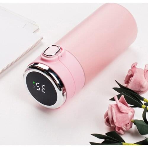 Intelligent thermos cup female student childrens portable girls heart lovely temperature water heat keeping bottle