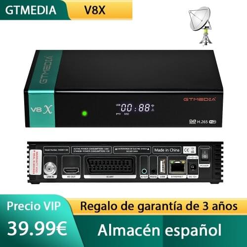 Stock in Spain GT MEDIA V8X DVB-S/S2/S2X Satellite TV Receiver/Receptor, Decoder,Supports CA Card M3U CCam updated by V8 NOVA