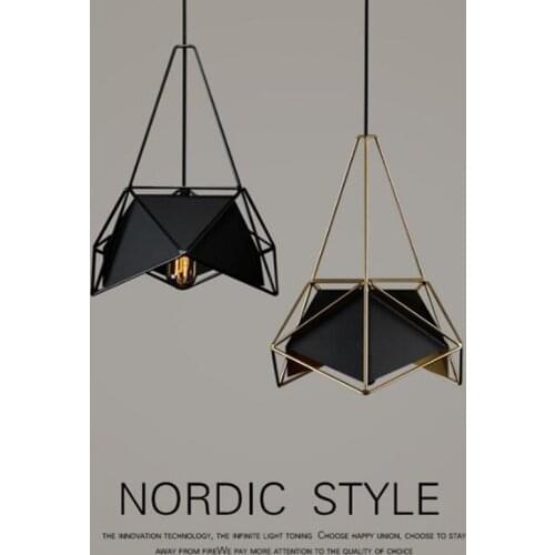 Industrial Iron Loft Art Geometric Pendant Light Retro Wrought Iron Dining Room Bar Coffee Shop Hanging Light Fixtures