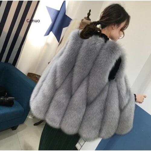 Faux Fur Vest Imitation Fox Fur Vest Casual Vest Women Autumn Winter Fur Coat High Quality Silver Fox Fur Outwear