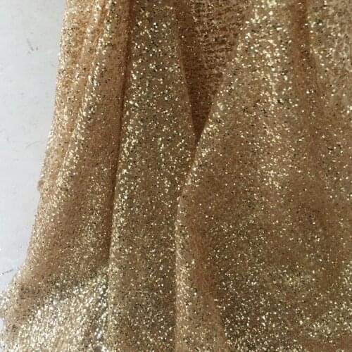 Gold SEQUINS FABRIC embroidery lace fabric Wedding Dress Tulle Skirt Material fabrics for patchwork kumas telas por metros