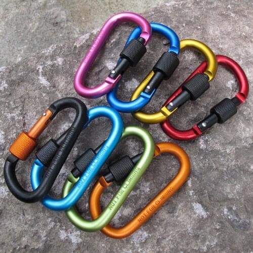 1pcs Climbing Carabiner Locking Type D quick draw Carabiner Buckle D-Ring Key Chain Clip Hook hanging aluminum nut