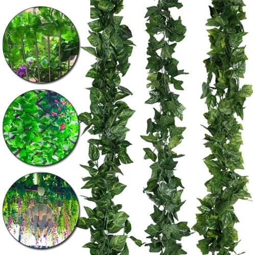 2/2.3m Long Artificial Ivy Leaf Simulation Grape Vine Leaves Fake Green Plants Rattan Home Wedding Garden Artificial Ivy Leaf
