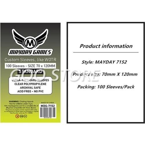2 packs/lot MAYDAY Card Sleeve 7152 for 70*120mm cards protector clear pack case Board Game Sleeves