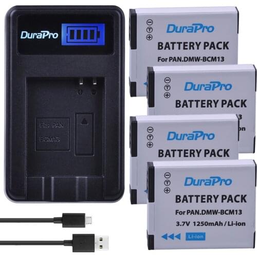 4pc DMW-BCM13 DMW BCM13 BCM13 Camera Battery+LCD USB Charger for Panasonic Lumix ZS27,ZS30,ZS35,DMC-ZS40/ZS50,FT5,LZ40,TZ41,TZ55