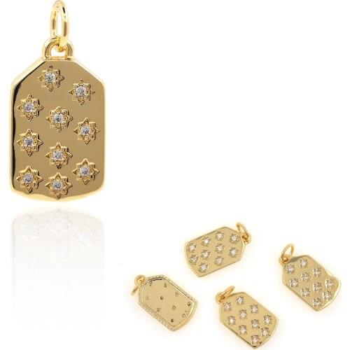 DIY Jewelry Accessories Star Brand Pendant Micro Zircon Accessories Bracelet Necklace Earrings Square Pendant