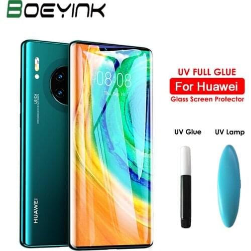 BoeYink UV Full Glue Tempered Glass for Huawei Mate 30 Pro 5G Screen Protector 21D UV Glass Film For Huawei Mate 30 Pro RS