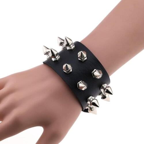 Rivet Bracelet Punk Gothic Rock Hip-hop Studded Bracelet Faux Leather Bracelet Wristbands Charm Bangle Fashion Unisex Jewelry