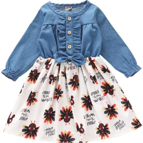 Children Baby Girls Patchwork Dress Cute Bow Knot Long Sleeve Autumn Winter Infant Toddler Dresses Baby Girl Clothing 6M-4Y