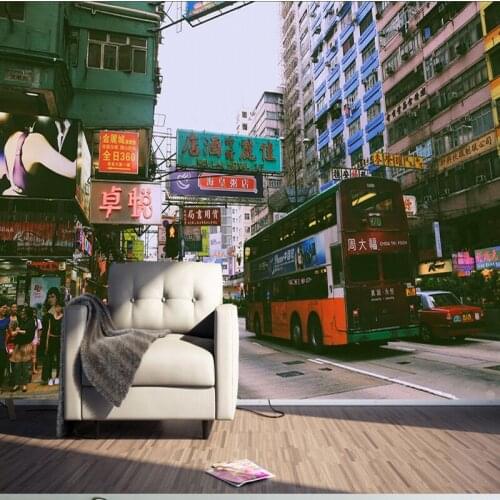Dropshipping Colomac Vintage Wallpaper Retro Hong Kong City Street View Wallpaper Bedroom Photo Wall Mural Carta Da Parati 3d