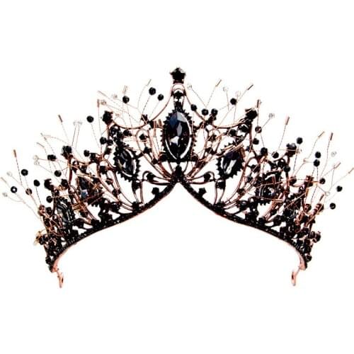 Retro black bride baroque black crown headdress birthday eighteen years old adult ceremony wedding dress crown hair accessories