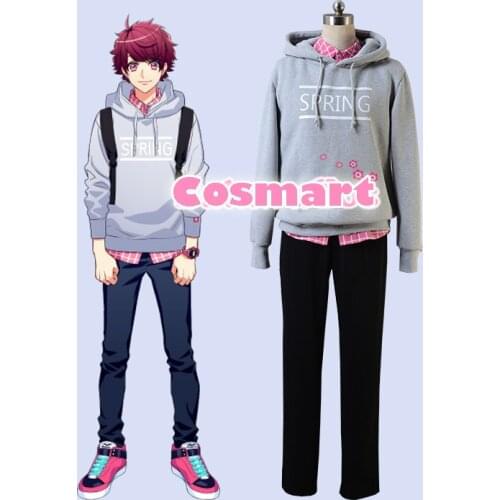 Game A3!Team Spring Figure Sakuma Sakuya Daily Hoodie Pullover + Pink Shirt Cosplay Costume For Adult New