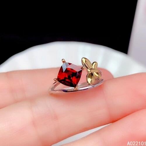 KJJEAXCMY fine jewelry S925 sterling silver inlaid natural Garnet new girl luxury ring support test Chinese style with box
