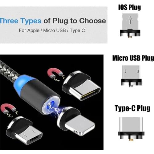 Magnetic Cable Plug Socket Micro USB TypeC Magnetic Charging Sync Data Cable Adapter USB Port Compatible With IOS Android Type C