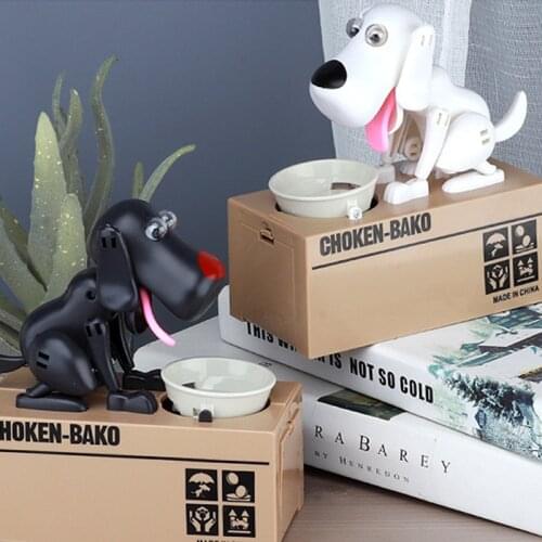 Little Dog Puggy Bank Battery Powered Robotic Coin Munching Toy Money Box Saving Money Coin Bank for Kids J2Y