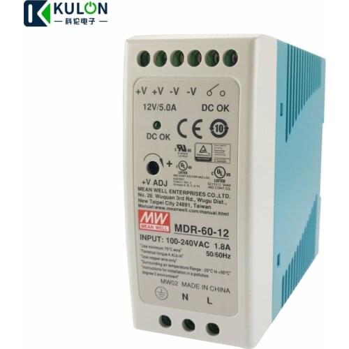 Original Meanwell MDR-60-12 60W 12V 0-5A DIN Rail Mounted Industrial mean well Power Supply MDR-60 12VDC