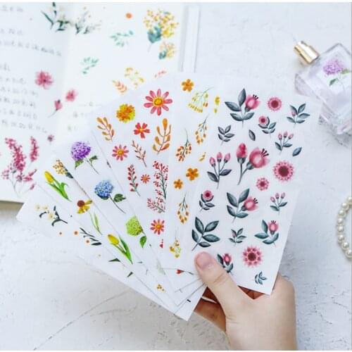Cute flowers sticker pvc diy decoration sticker for album scrapbooking stationery sticker gift for kids