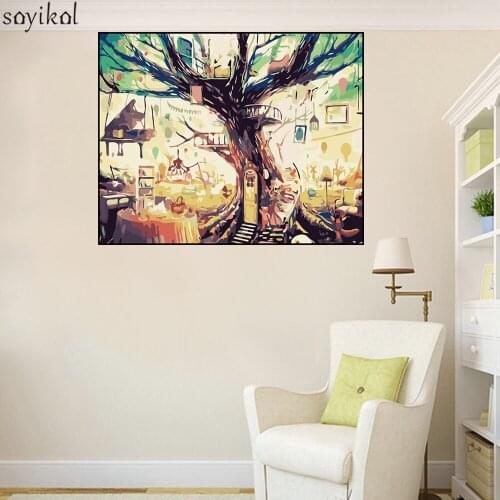 DIY Painting By Number Abstract Tree Canvas Pictures DIY Painting Digital Module Color Arts For Wall Decoration Paint By Number