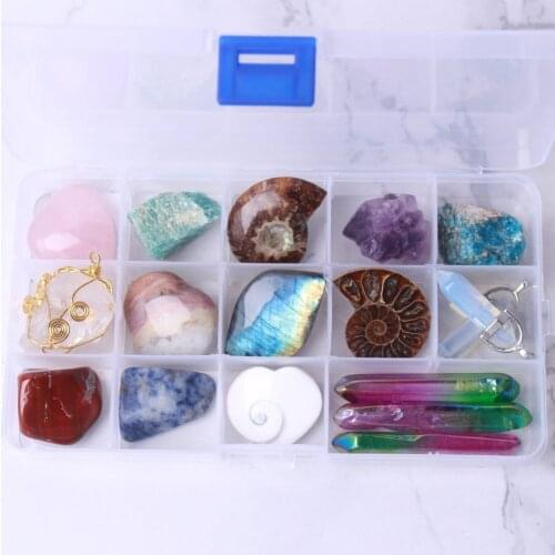 1box 14 kinds of mineral specimens set Reiki healing Ornament collection gift
