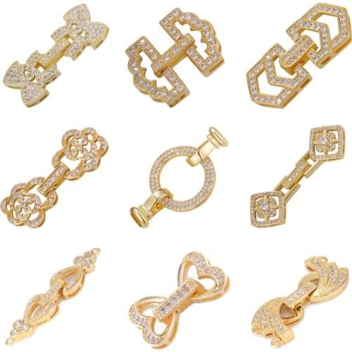 2021 New Cubic Zirconia Fastener Clasps For Jewelry Making DIY Gold Color Hooks Connectors Handmade Jewelry Finding Accessories