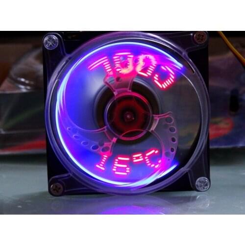 New Super flash dynamic LED real-time temperature display 12v 3.6w 8CM 80x80x40MM chassis MOD cooling fan