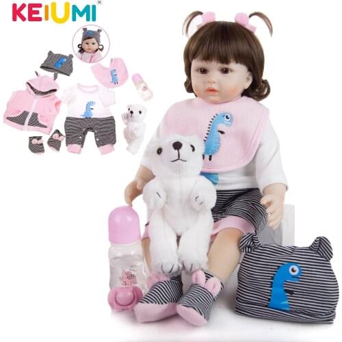 New Design KEIUMI Princess Reborn Baby Doll 48cm Cloth Body Reborn Baby Girl Dolls Toy Collection Stuffed Dolls Gift To Child