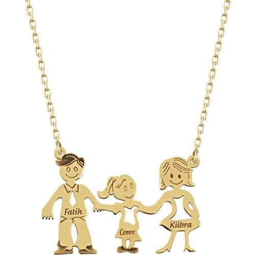 Mom Dad Female Child Silver Is Family Necklace DN215