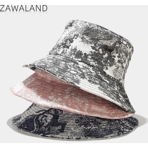 Zawaland New Ink Tie-Dye Fisherman Hat Fashion Wide Brim Summer Sun Protection Caps Unisex Outdoor Casual Printed Fisherman Hats