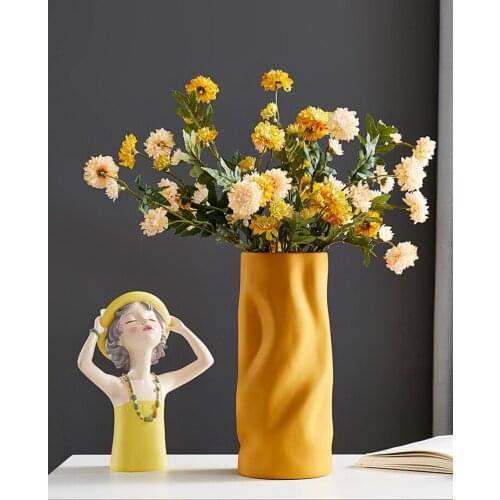 Nordic Creative Ceramic Vase Home Decor Morandi Living Room Decoration Accessories Simulation Flower Pot Luxury Porch Decoration