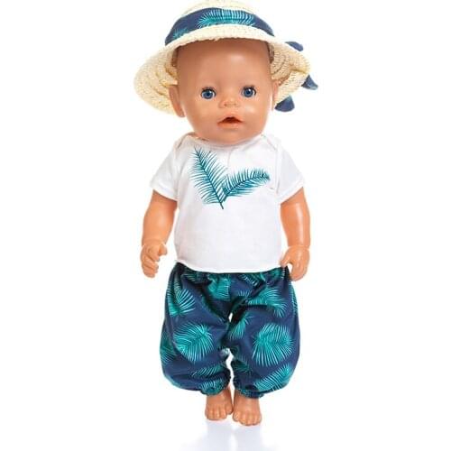 Straw hat suit clothes Wear fit for 17 inch 43cm Baby Doll Accesses