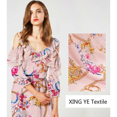 Printed Fabric Silk Double Joe Fabric Sewing Material Per Meter for Womens Clothing Dresses Tops Summer Spring by the Meter